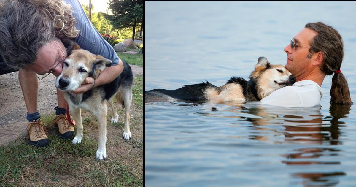 Man Floats With 19 Year Old Elderly Dog Every Day To Ease His Pain.